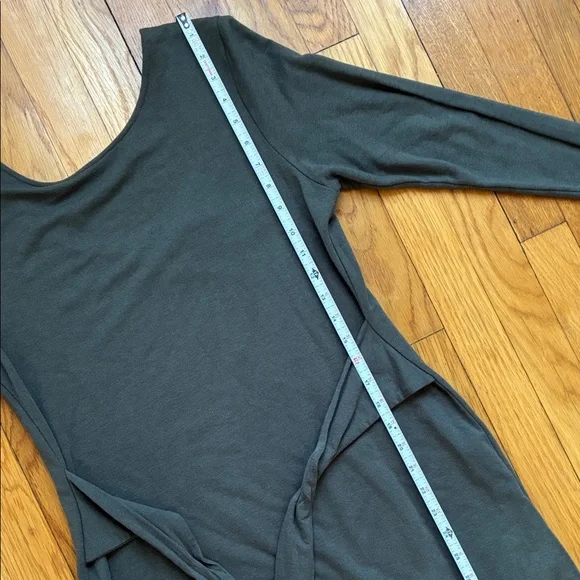 Encircled Dress Medium Bamboo Tie Waist Scoop Neck Reversible Long Sleeve Midi - Picture 8 of 13